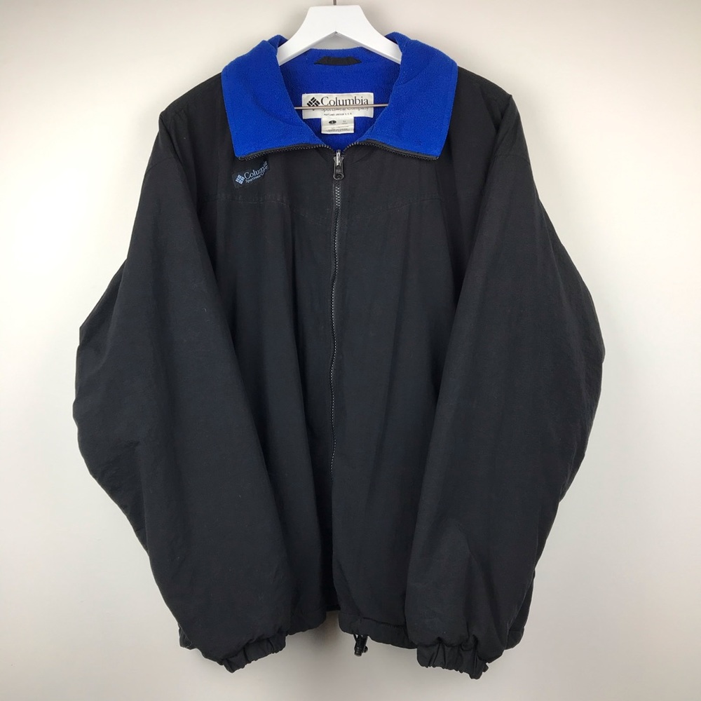 Columbia Black & Royal Blue Full Zip Rain Coat